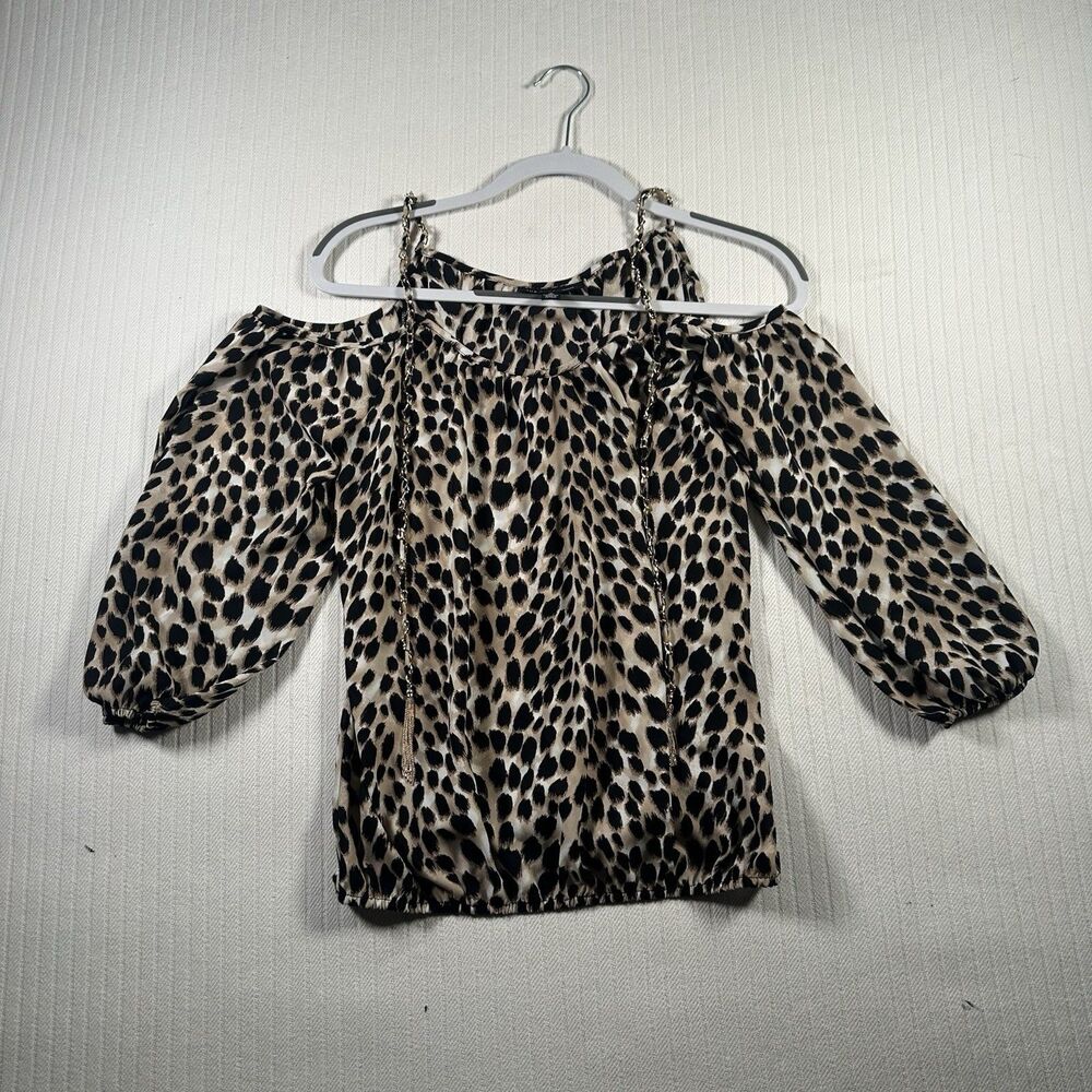 I.N.C International Concepts Women’s Blouse Medium Leopard Print Long Sleeve